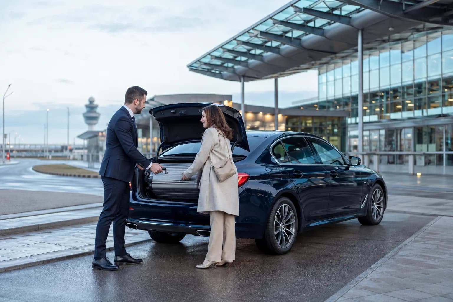 Sfeerbeeld van hulp met bagage bij een luchthaven